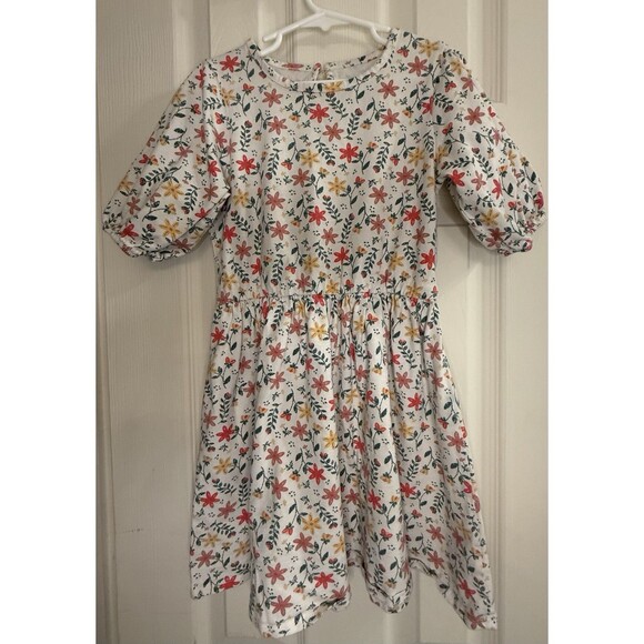 Girls’ Floral Print Dress by dip, Size S 6-7 Puff Sleeve, Keyhole Back, Casual - Picture 1 of 2